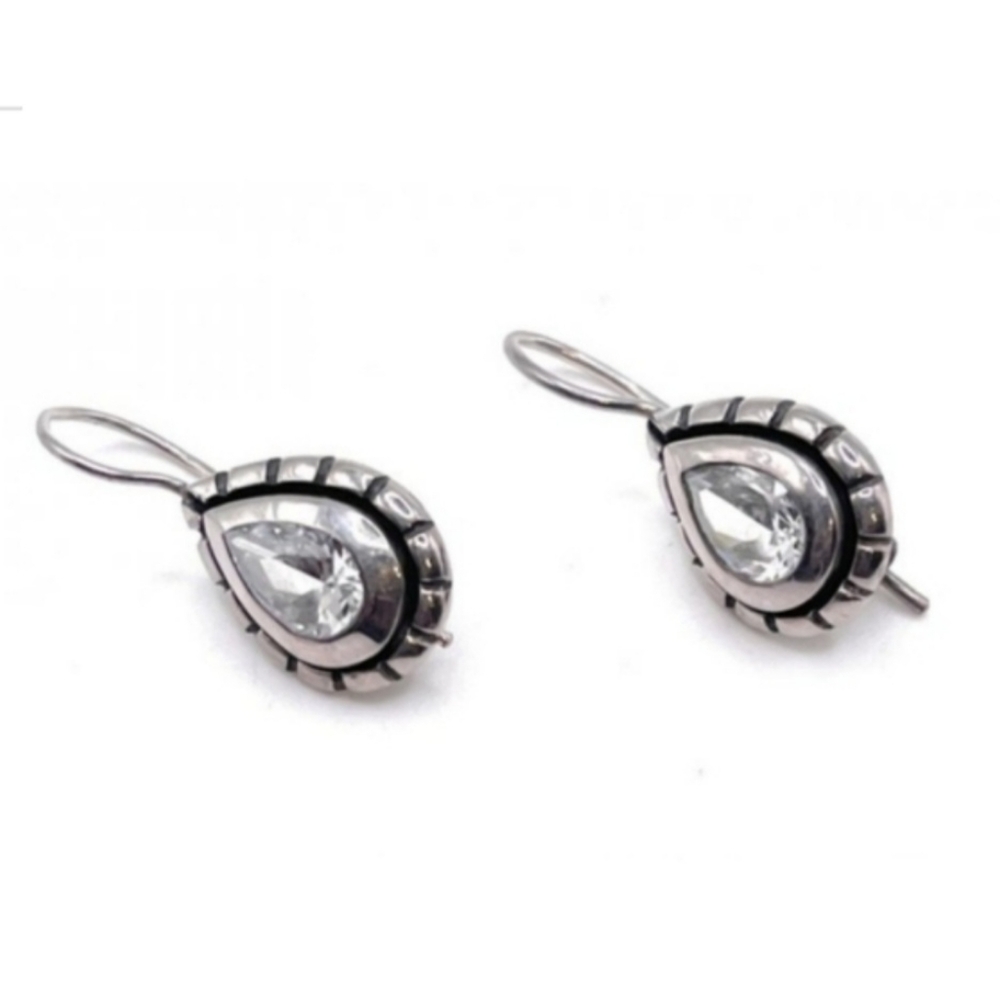 *RARE* Silpada 925 Sterling Teardrop CZ Pendant Necklace & Earrings Set - Picture 4 of 8